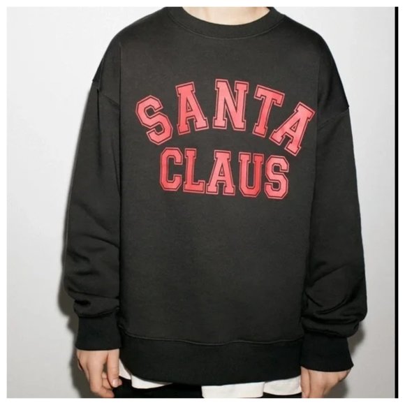 ZARA Youth Santa Claus Graphic Black Top 13/14 or XS-Small NEW with Tags - Picture 6 of 6